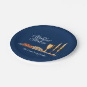 Shabbat Shalom Custom Blue Sabbat Dinner Papieren Bordje (Gekanteld)