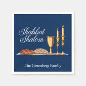 Shabbat Shalom Custom Blue Sabbat Dinner Servet (Voorkant)