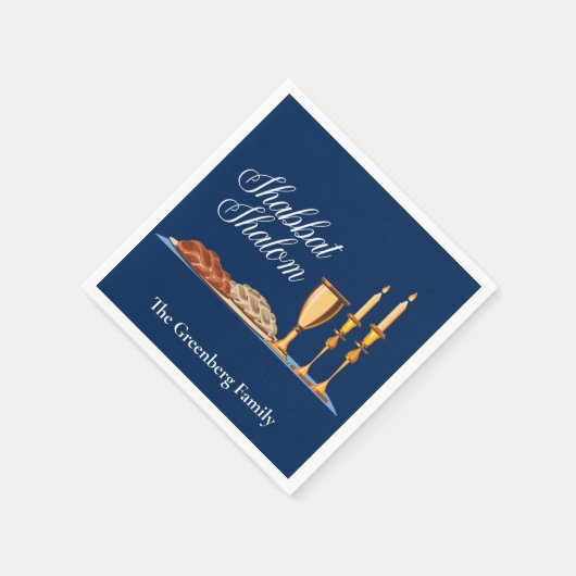 Shabbat Shalom Custom Blue Sabbat Dinner Servet (Hoek)