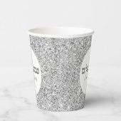 Shabbat Shalom Elegant White en Silver Glitter Papieren Bekers (Rechts)