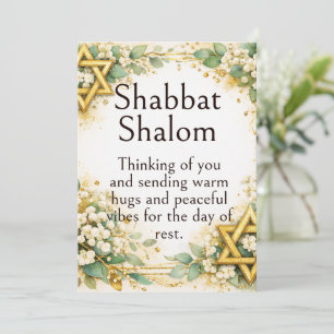 Shabbat Shalom, Eucalyptus Baby's Breath Gouden We Kaart