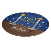 Shabbat Shalom Glas Challah Board 12" Rond Snijplank (Hoek)