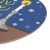 Shabbat Shalom Glas Challah Board 12" Rond Snijplank (Hoek)