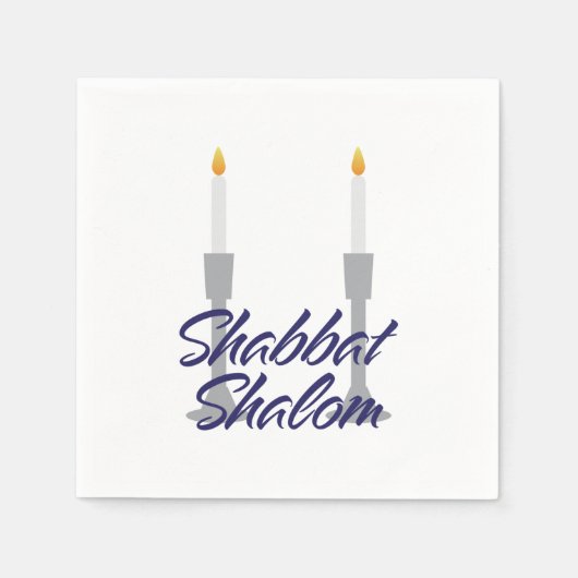 Shabbat shalom groet en kaarsjesPapier servet (Voorkant)