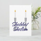 Shabbat shalom groet en kandlesticks Kaart (Staand voorkant)