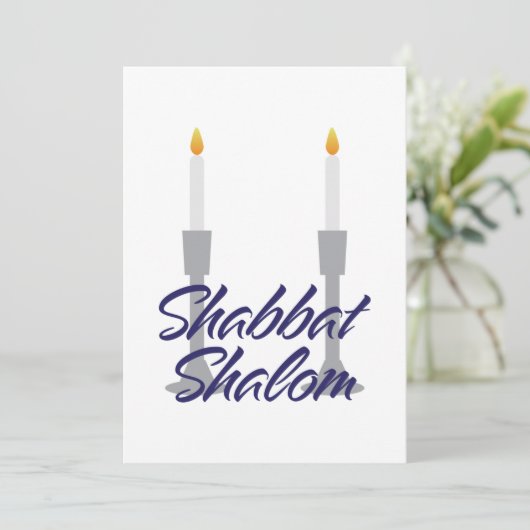 Shabbat shalom groet en kandlesticks Kaart (Staand voorkant)