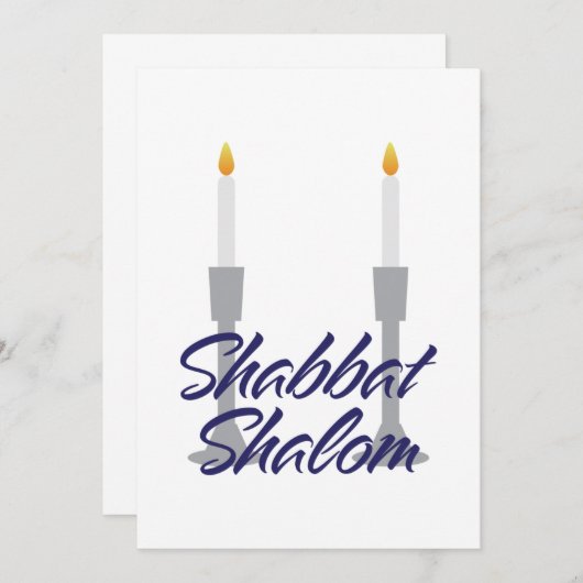 Shabbat shalom groet en kandlesticks Kaart (Voorkant / Achterkant)