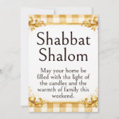 Shabbat Shalom Groet, Gingham Bruin Wit Goud Kaart (Voorkant)