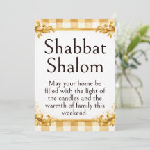 Shabbat Shalom Groet, Gingham Bruin Wit Goud