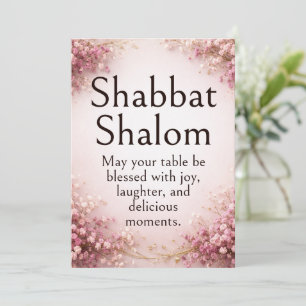 Shabbat Shalom Groet, Paarse Baby's Breath, Kaart