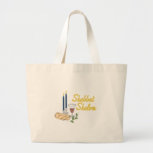 Shabbat Shalom Grote Tote Bag (Voorkant)