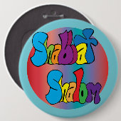 Shabbat Shalom Hippy Art Button (Voorkant /achterkant)