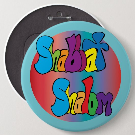 Shabbat Shalom Hippy Art Button (Voorkant /achterkant)