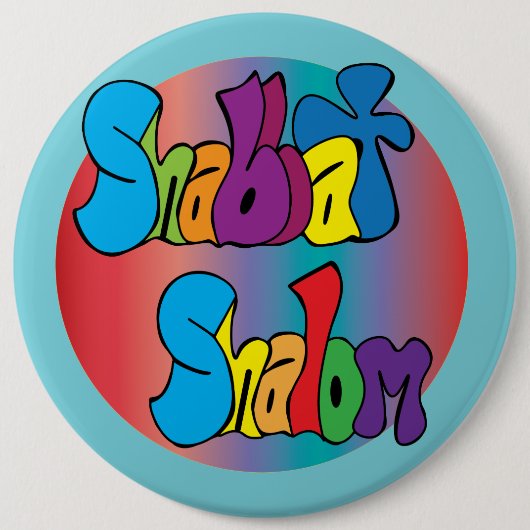 Shabbat Shalom Hippy Art Button (Voorkant)