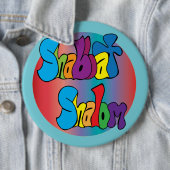 Shabbat Shalom Hippy Art Button (In situ)