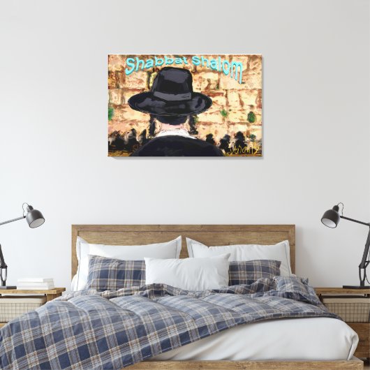 Shabbat Shalom in Jeruzalem Canvas Afdruk (Insitu (Slaapkamer))