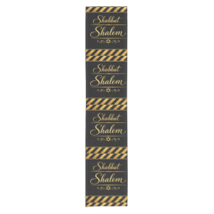 Shabbat Shalom Joods Judaica Goud Zwart Luxe Korte Tafelloper