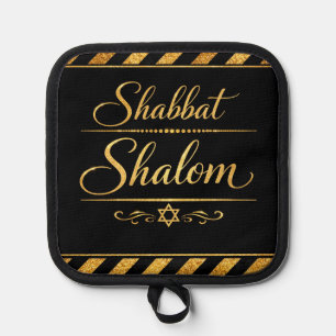 Shabbat Shalom Joods Judaica Goud Zwart Luxe Pannenlap