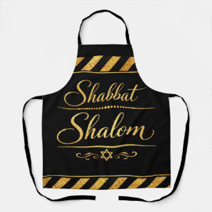Shabbat Shalom Joods Judaica Goud Zwart Luxe Schort