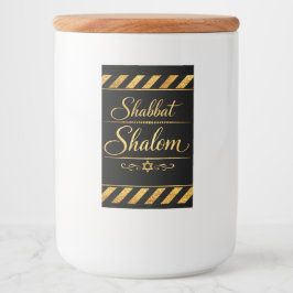 Shabbat Shalom Joods Judaica Goud Zwart Luxe Voedselcontainer Etiket