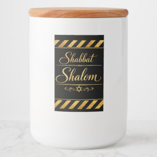 Shabbat Shalom Joods Judaica Goud Zwart Luxe Voedselcontainer Etiket