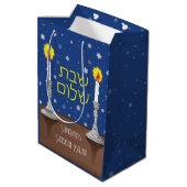 Shabbat Shalom kaarsen Medium Cadeauzakje (Achterkant Gekanteld)