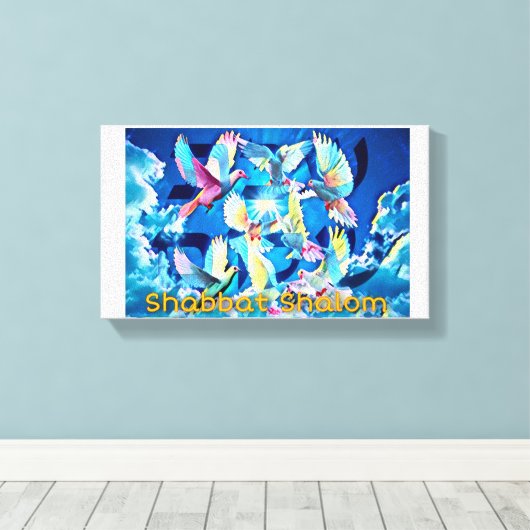 Shabbat Shalom Lekoulam Canvas Afdruk (Insitu (Houten vloer))