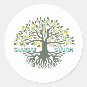 Shabbat Shalom Levensboom Ez Hachaim Joods Ronde Sticker