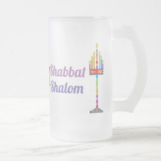 Shabbat Shalom Menorah tegen mok
