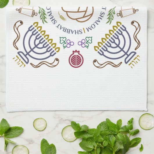Shabbat Shalom Modern Hand Towel Theedoek (Gevouwen)