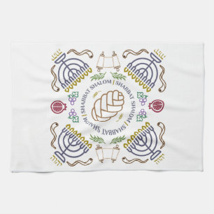 Shabbat Shalom Modern Hand Towel Theedoek