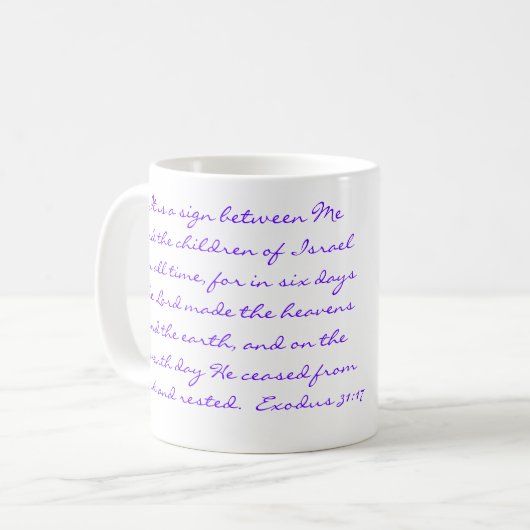 Shabbat Shalom mok (Voorkant links)