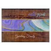 Shabbat Shalom Paarse Blauwgroen marmer over het h Snijplank (Voorkant)