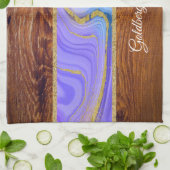 Shabbat Shalom Paarse Blauwgroen marmer over het h Theedoek (Gevouwen)