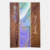 Shabbat Shalom Paarse Blauwgroen marmer over het h Theedoek (Verticaal)