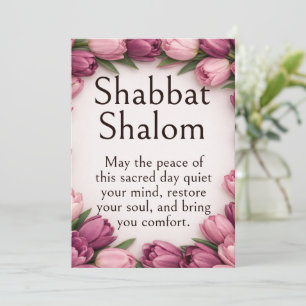 Shabbat Shalom, Paarse Tulpen, Botanische Bloemen Kaart