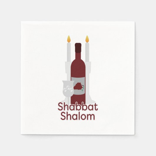 Shabbat Shalom Paper Napkin Servet (Voorkant)