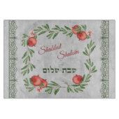 Shabbat Shalom Pomegranates Hebrew Challah Snijplank (Voorkant)