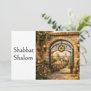 Shabbat Shalom, Poort in Jeruzalem, Rustieke Kunst Kaart