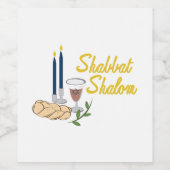 Shabbat Shalom Wijn Etiket (Enkel label)