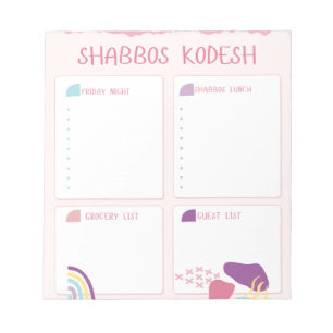Shabbos-menuplanner Notitieblok