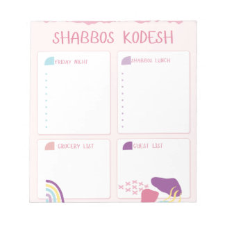 Shabbos-menuplanner Notitieblok