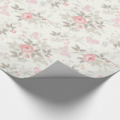 Shabby Antiek roze Roses Ivory Taupe Cadeaupapier (Hoek)