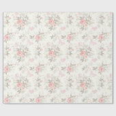 Shabby Antiek roze Roses Ivory Taupe Cadeaupapier (Vlak)