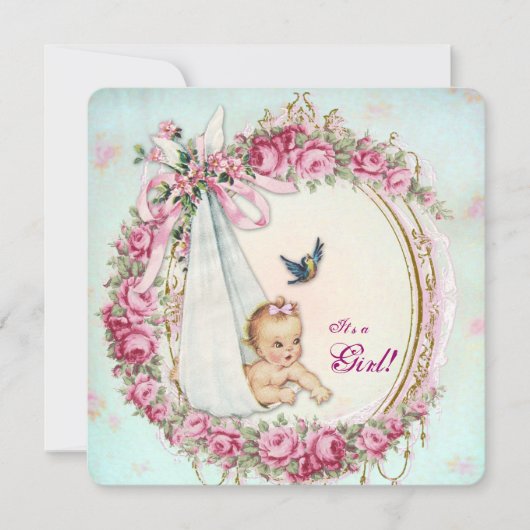 Shabby  Baby shower Kaart (Voorkant)