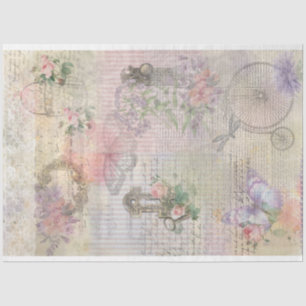 Shabby  Bicycle Key Flowers Lace Butterfly Tissuepapier