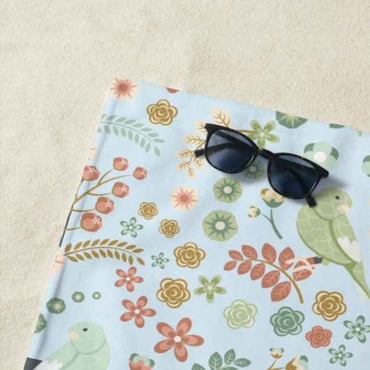 Shabby Birds & Branches Blue Strandlaken (In situ)