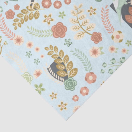 Shabby Birds & Branches Blue Tissuepapier (Detail)