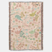 Shabby Birds & Branches Pastel Salmon Deken (Voorkant Verticaal)