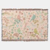 Shabby Birds & Branches Pastel Salmon Deken (Voorkant)